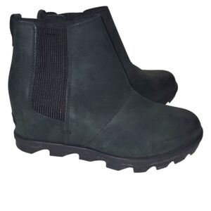 SOREL Joan Arctic Lea Wedge II Chelsea Ankle Boot Shoe Quarry Black Women 10.5